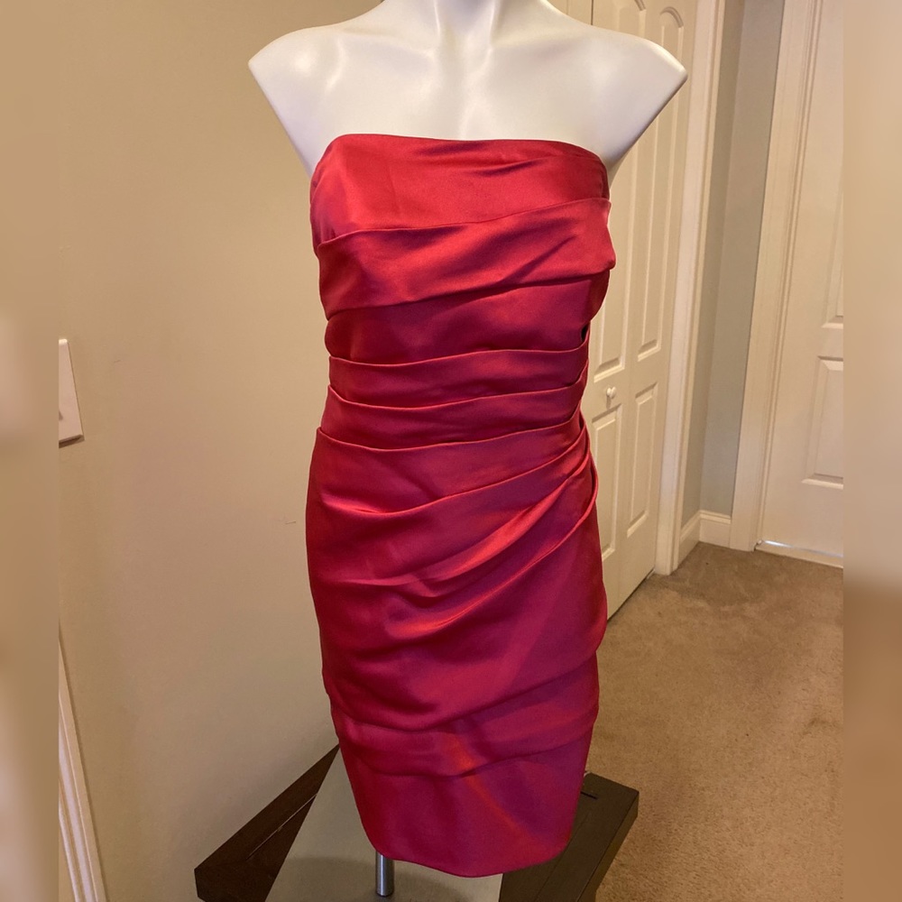 Strapless David’s Bridal Ruched Formal Dress 18